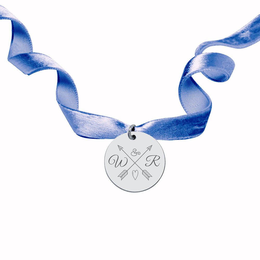 Medalla Ramo Novia Terciopelo Mediana Plata