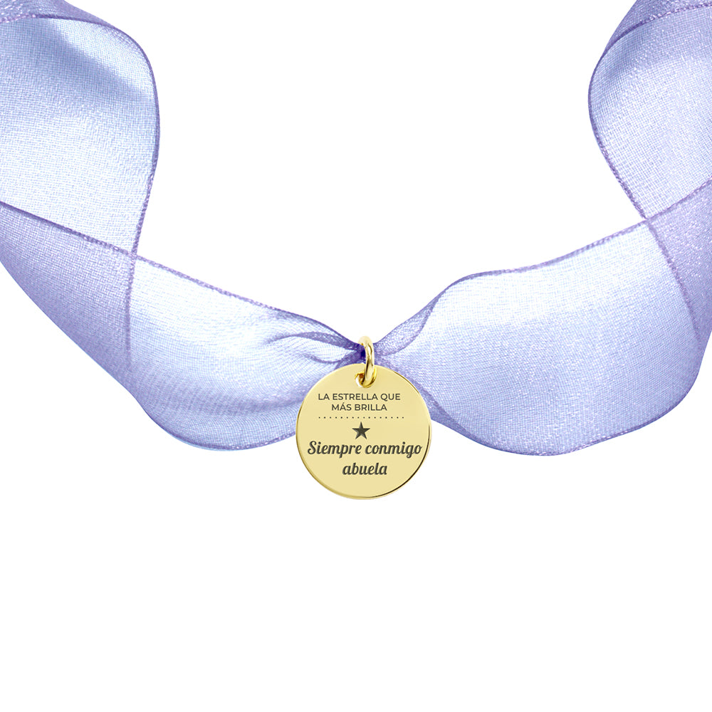 Medalla para el Ramo de Novia Pequeña con Cinta de Organza Plata y Oro