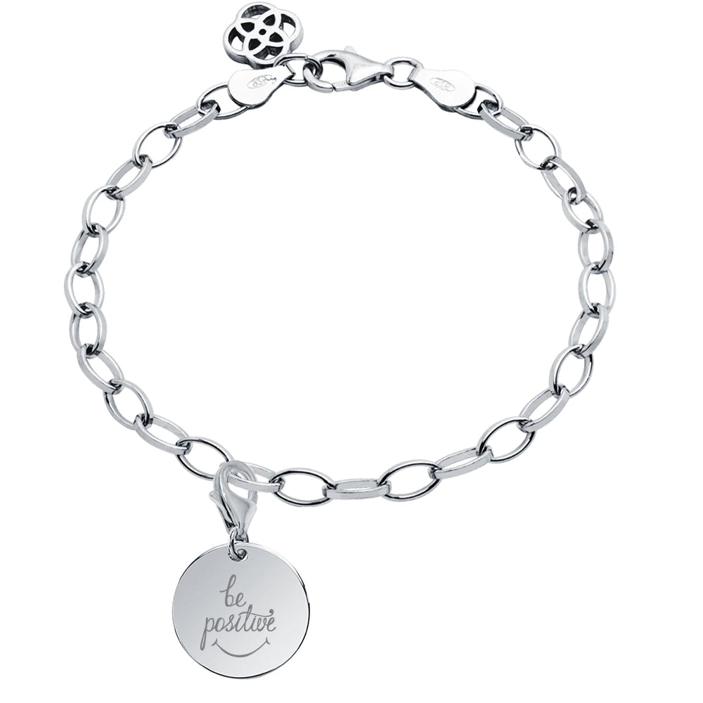 Pulsera Rolo Charm Disco de Plata 925 Personalizada
