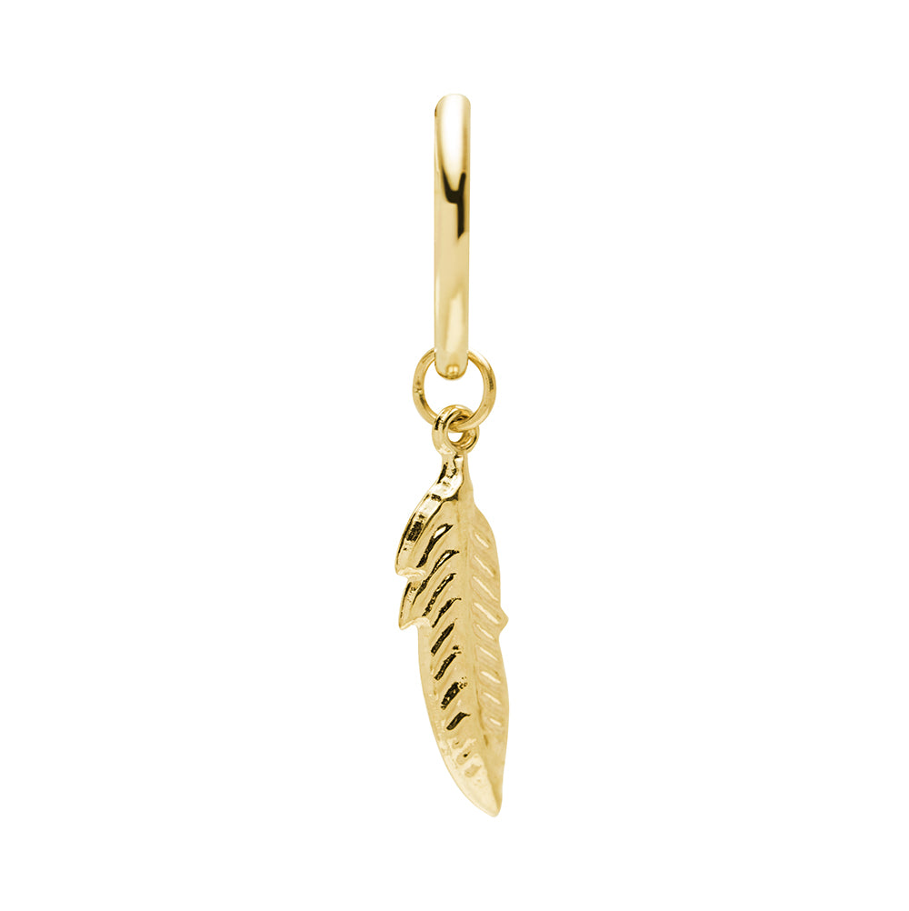 Pendientes de Oro 9K con Pluma Grabada