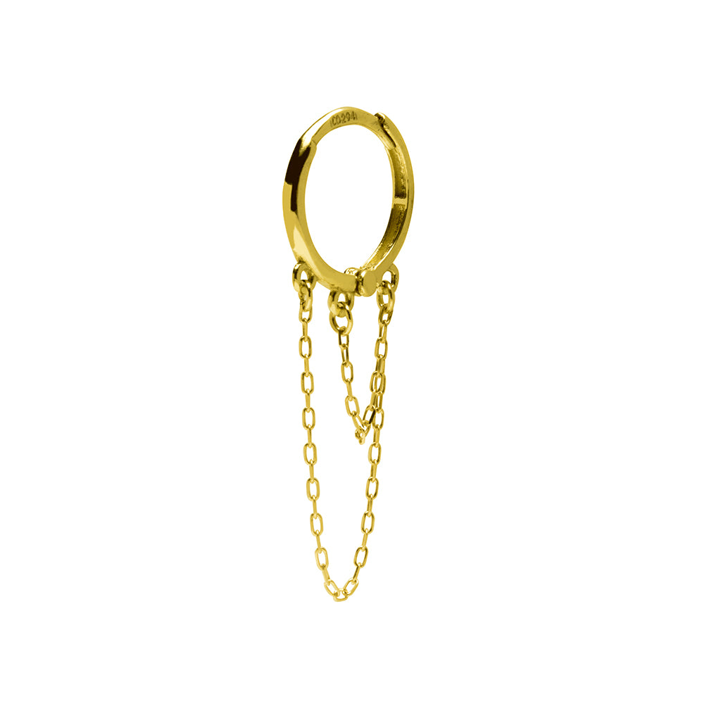 Piercing Huggie Doble Cadena Oro