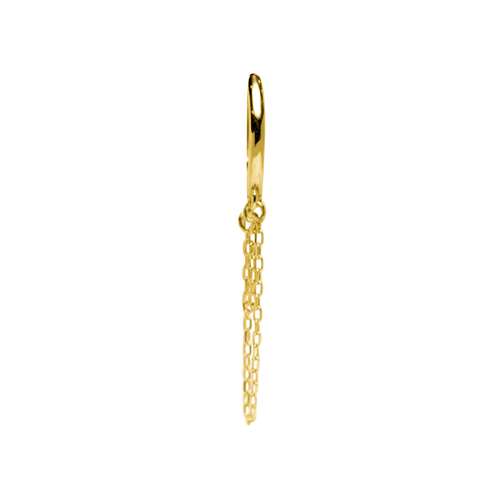 Pendientes Huggie de Oro 9K con Doble Cadena