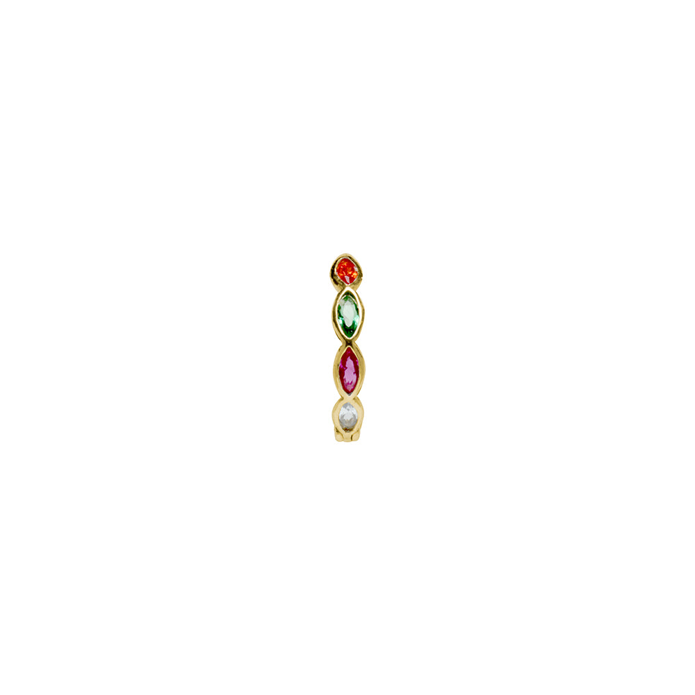 Pendientes Huggie de Oro 9K con Circonitas de Colores