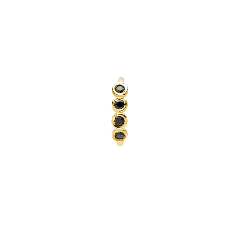 Aretes Aro Liso de Oro 9K con Circonitas Negras