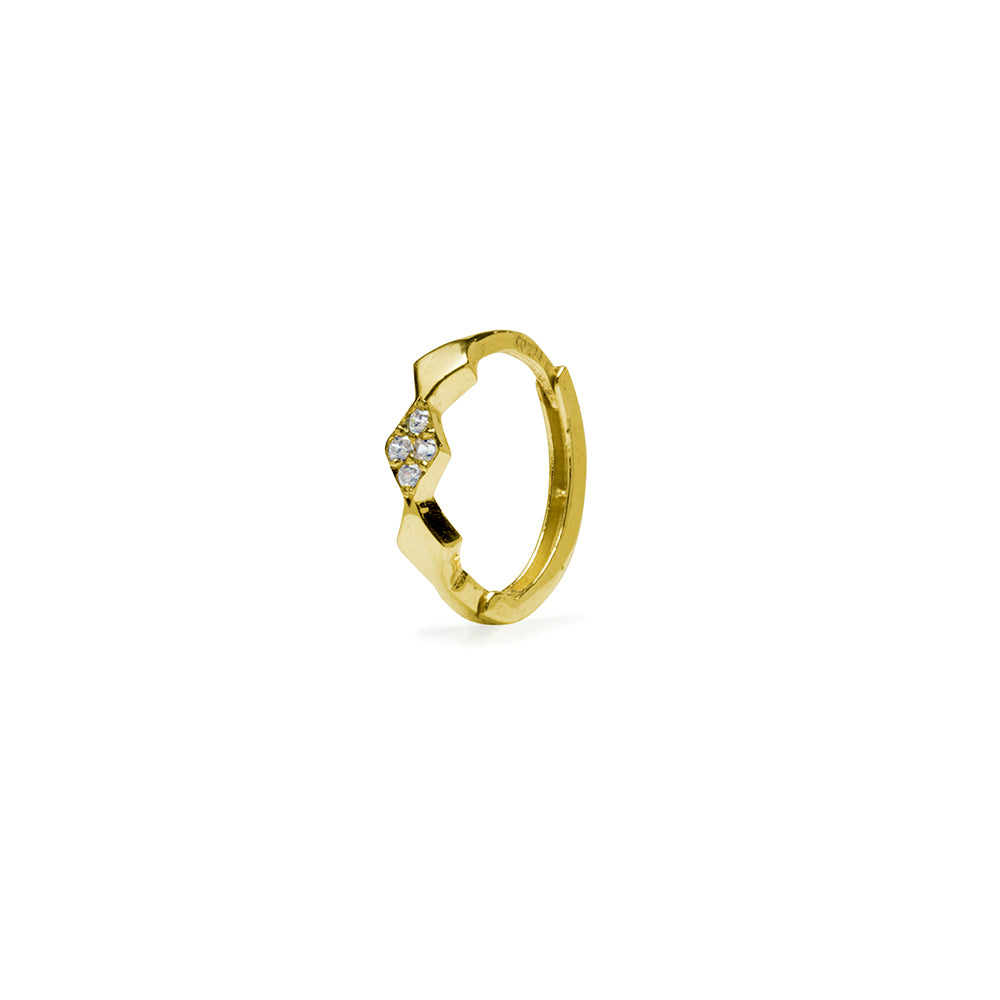 Huggie Rombos Circonitas Blancas Oro