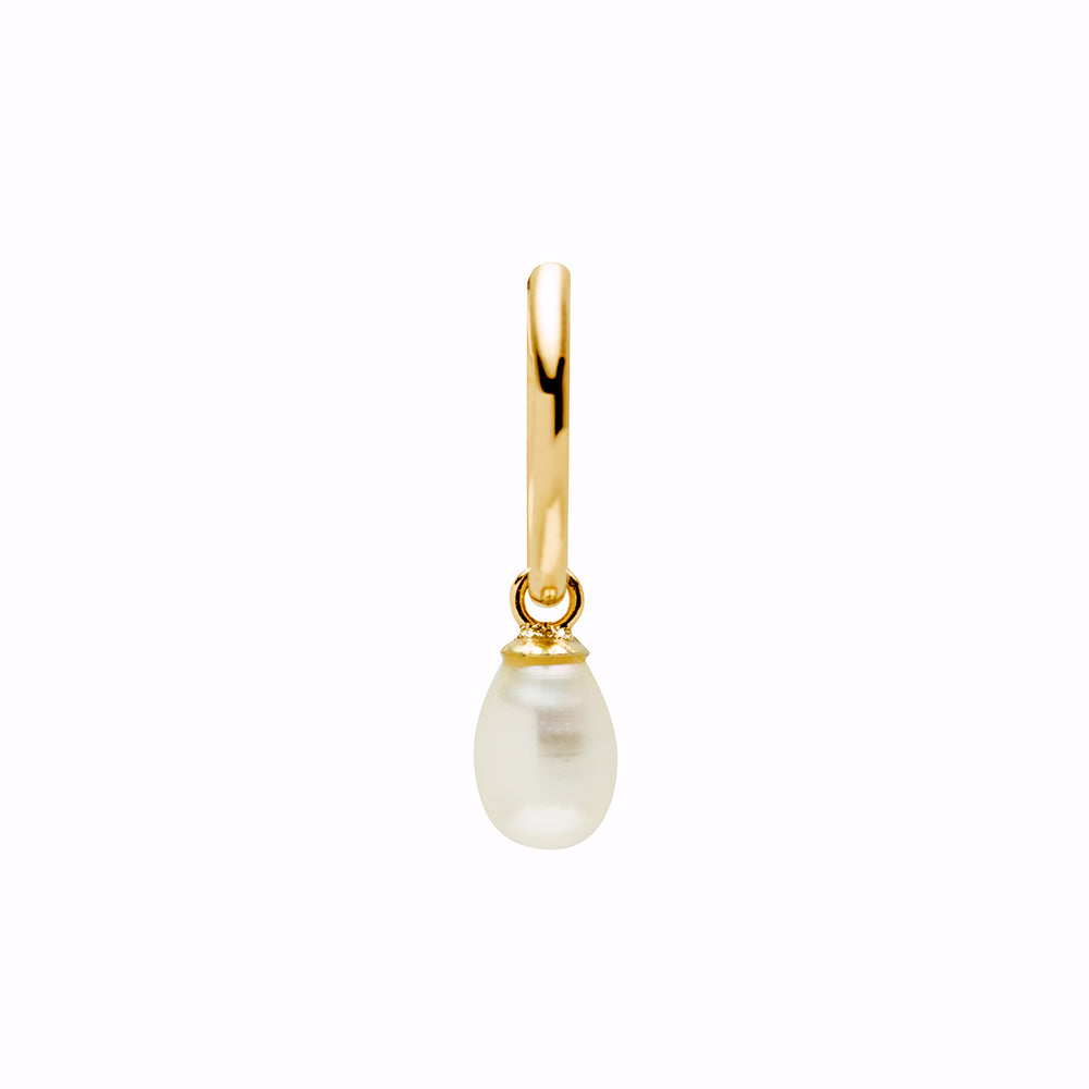 Aretes Aro Liso de Oro 9K con Perla
