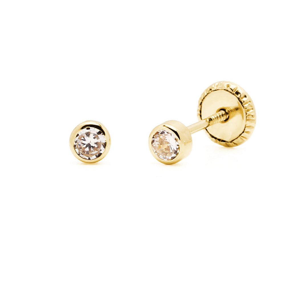 Pendientes Bebés Circonita Bisel Oro 18k