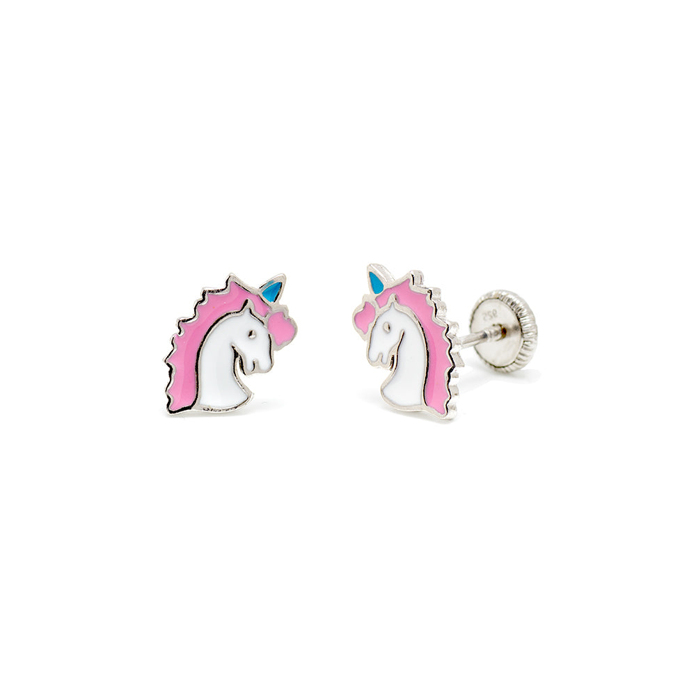 Pendientes Niña Unicornio Plata