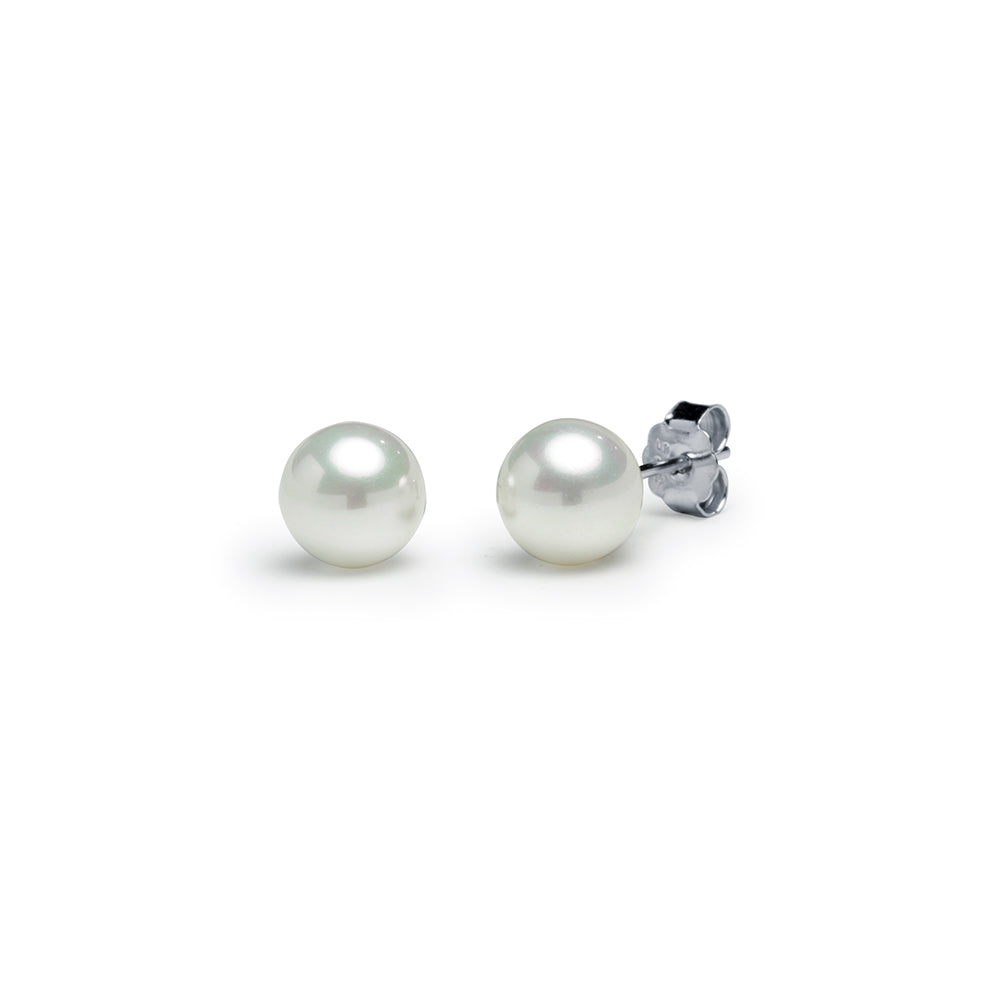 Pendiente Perla Redonda 8mm Plata