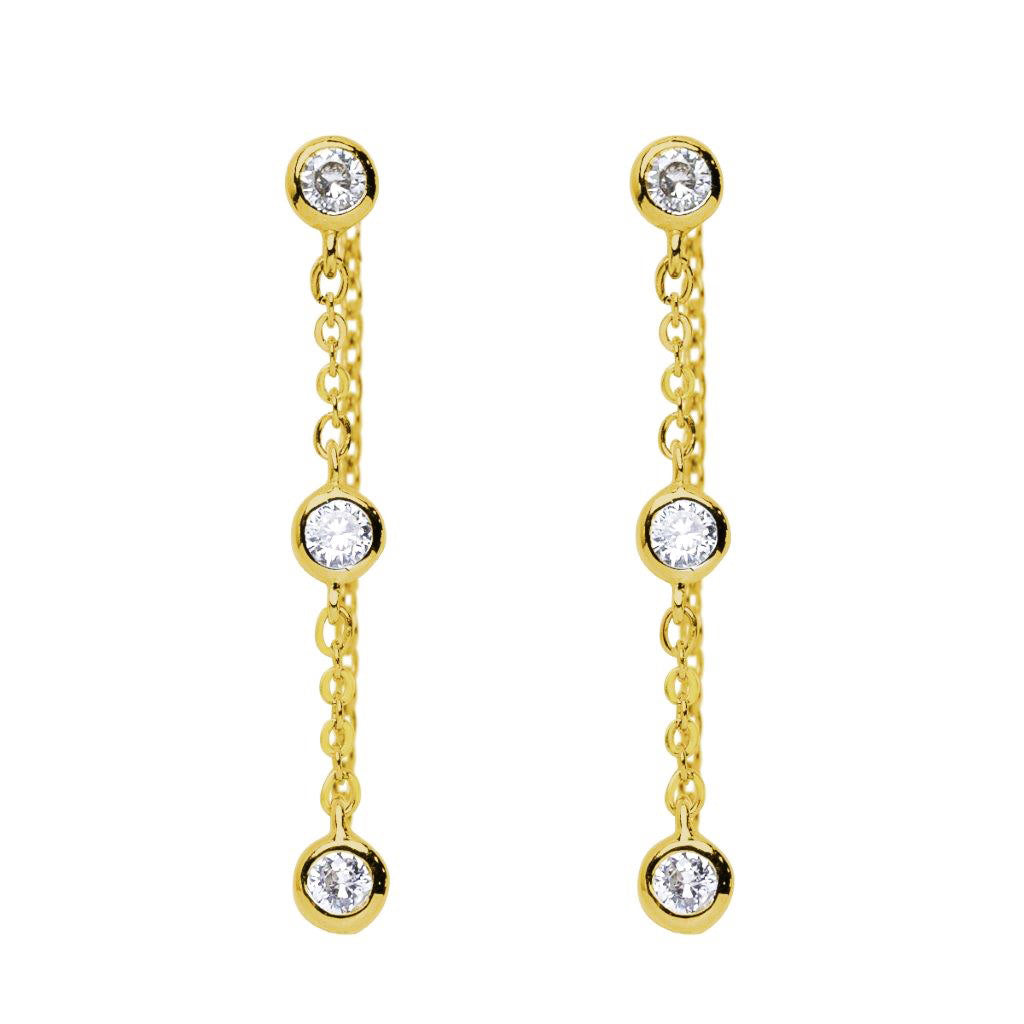 Aretes Front Back de Plata con Circonitas