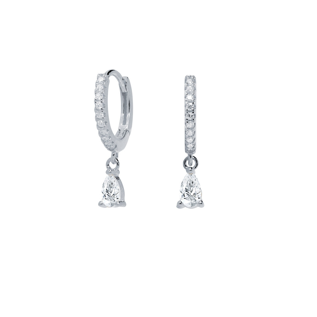 Pendientes aros mini con lágrima brillante Ø 12mm Plata