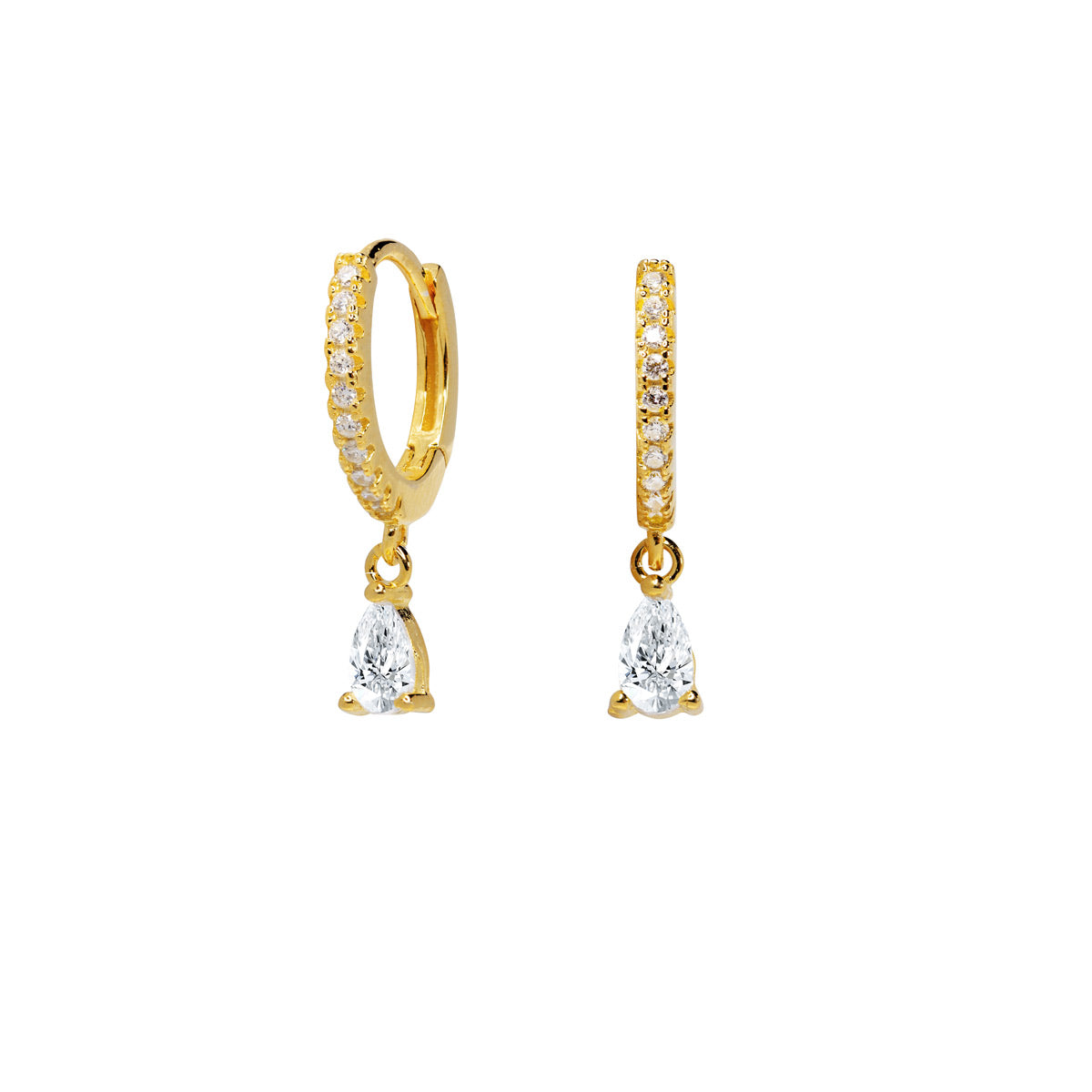 Pendientes Aros Mini con Lágrima y Circonitas