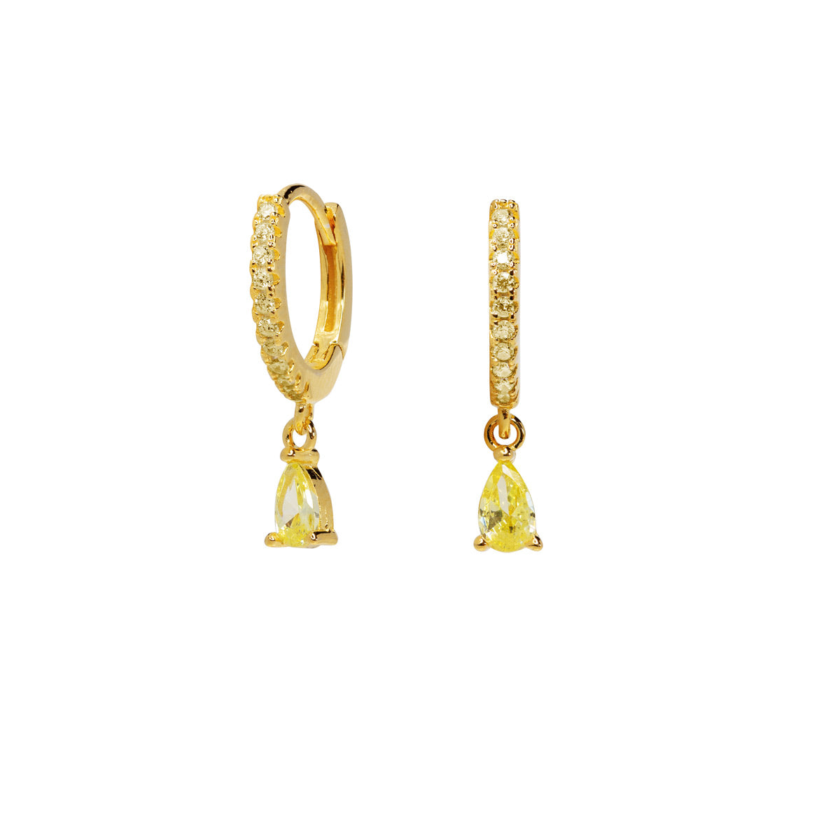 Pendientes Aros Mini de Plata con Lágrima Lima