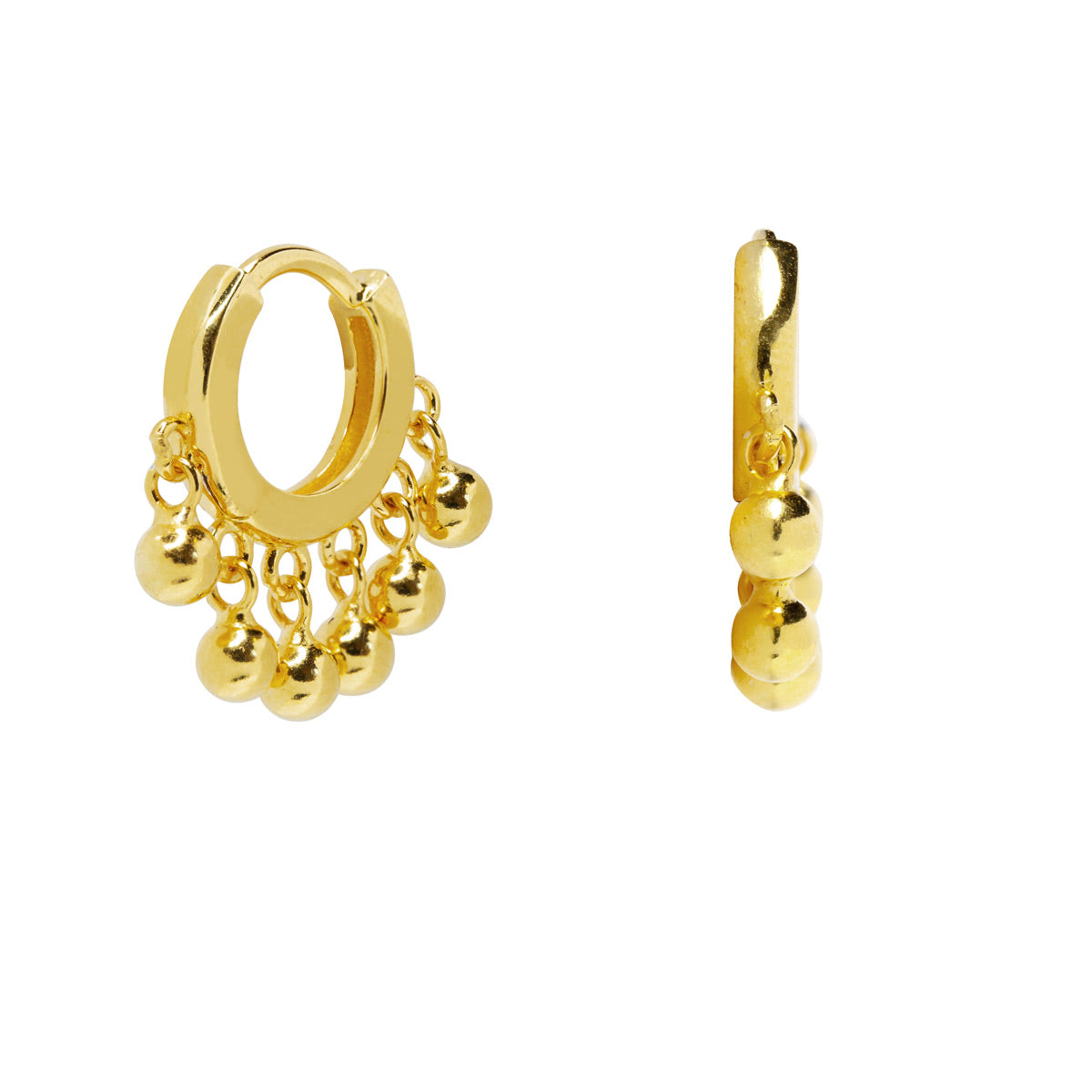 Pendientes Aros Mini Charm Bolas de Plata 925