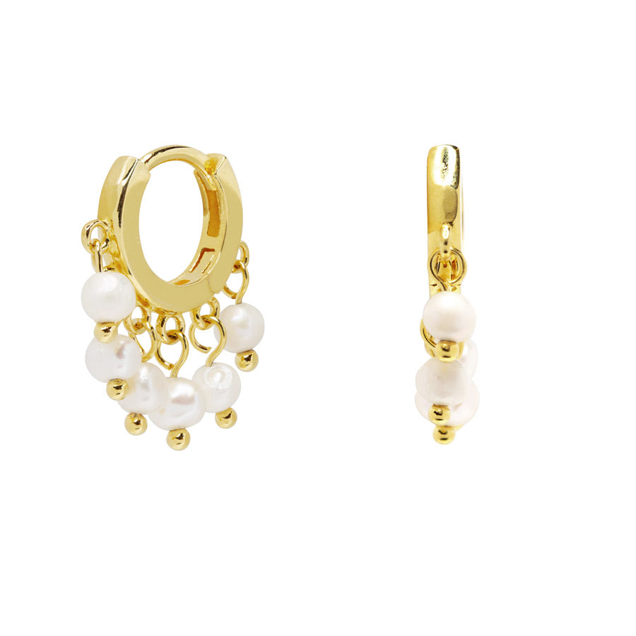 Aretes Aros Mini de Plata con Perlas
