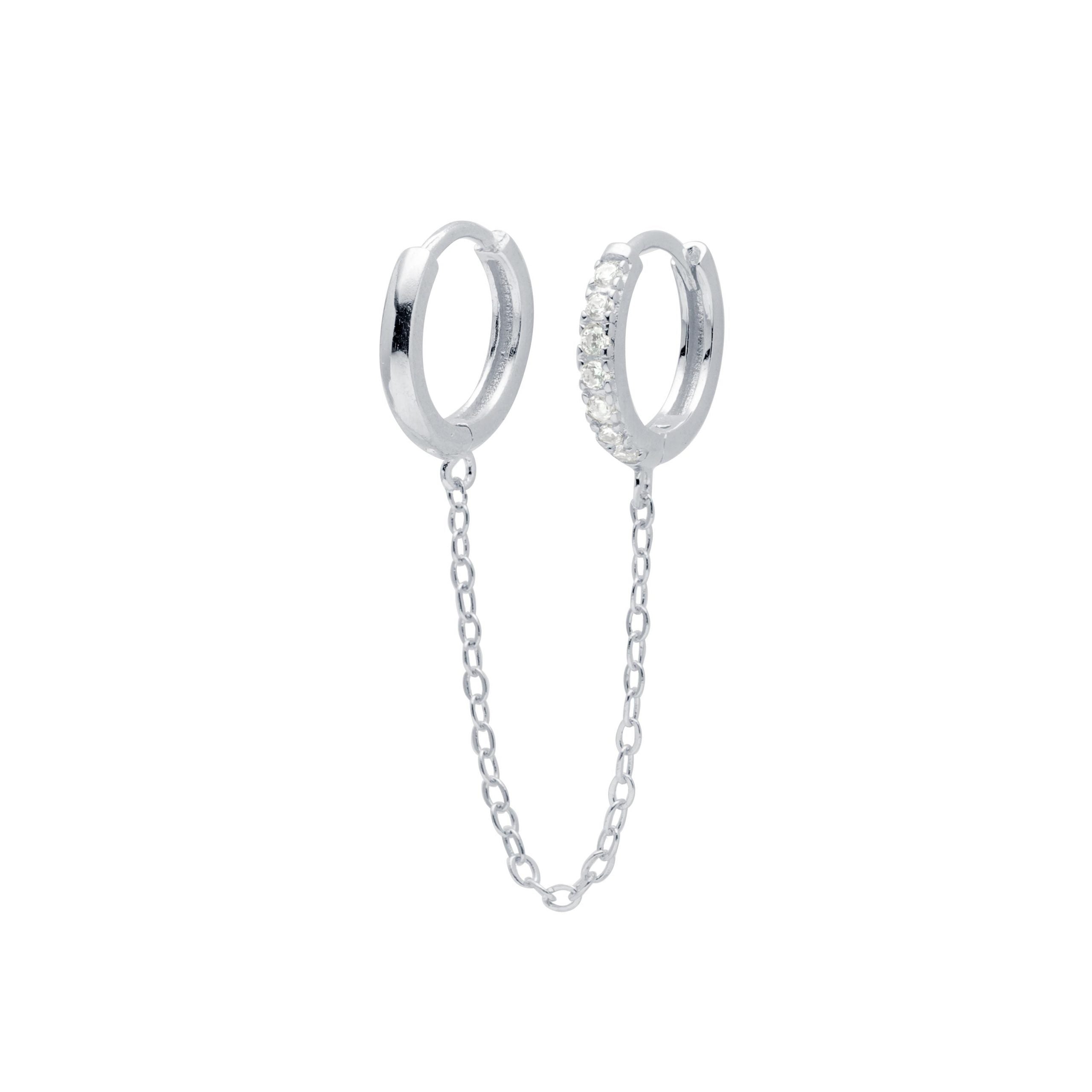 Pendientes Doble Aro de Plata con Circonitas