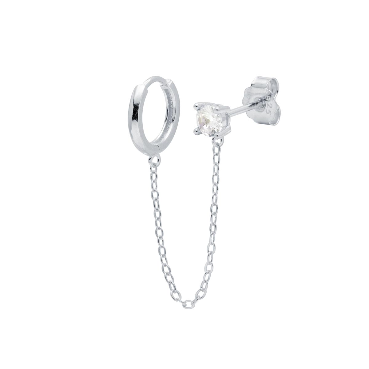 Pendientes Doble Aro de Plata con Circonitas