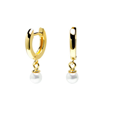 Pendientes Aro Perla Doré de Plata 925