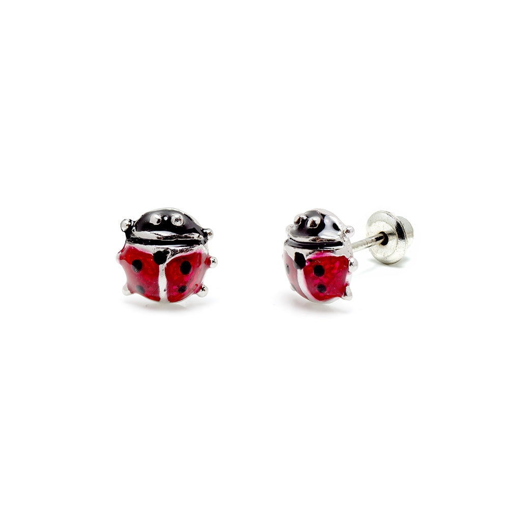 Pendientes Niña Mariquita Plata