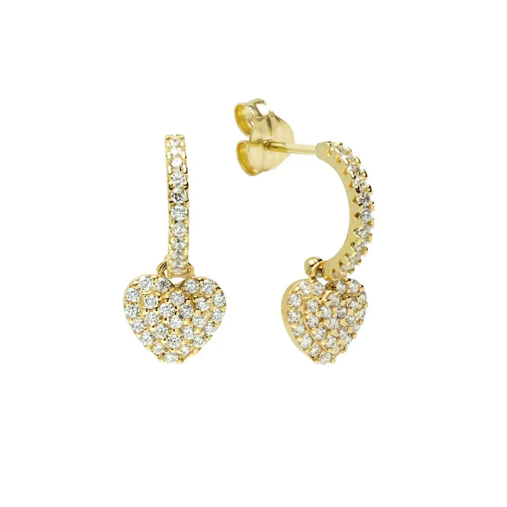 Pendientes Aro Circonita Corazón Oro