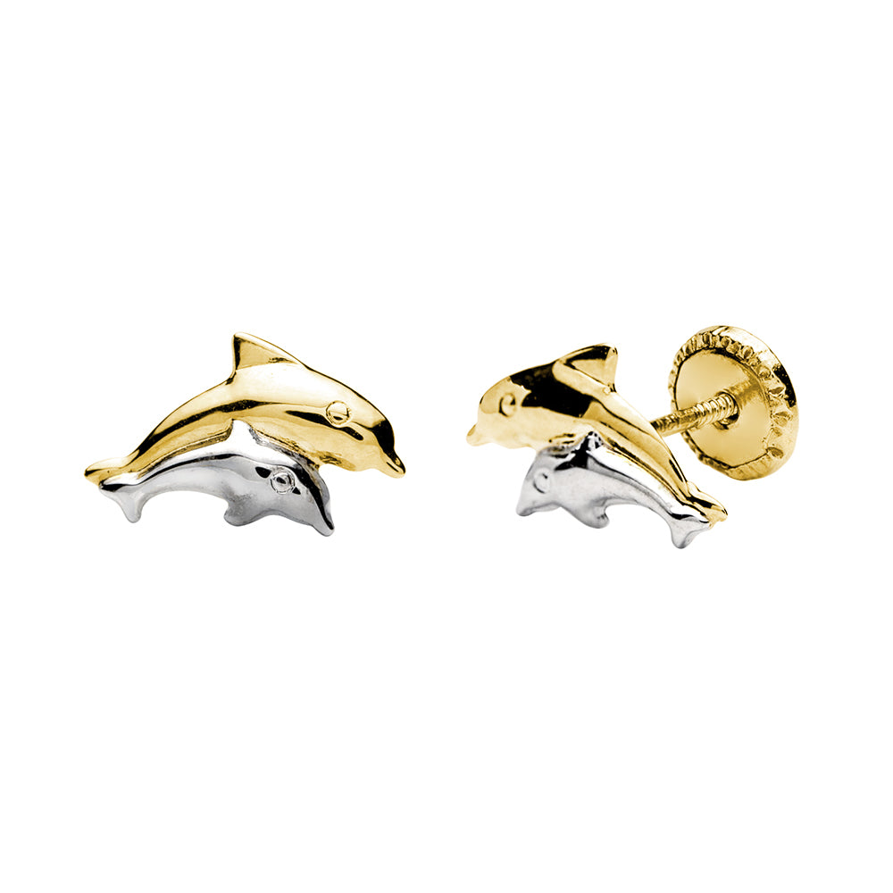 Pendientes Bebés Delfines Oro 18k