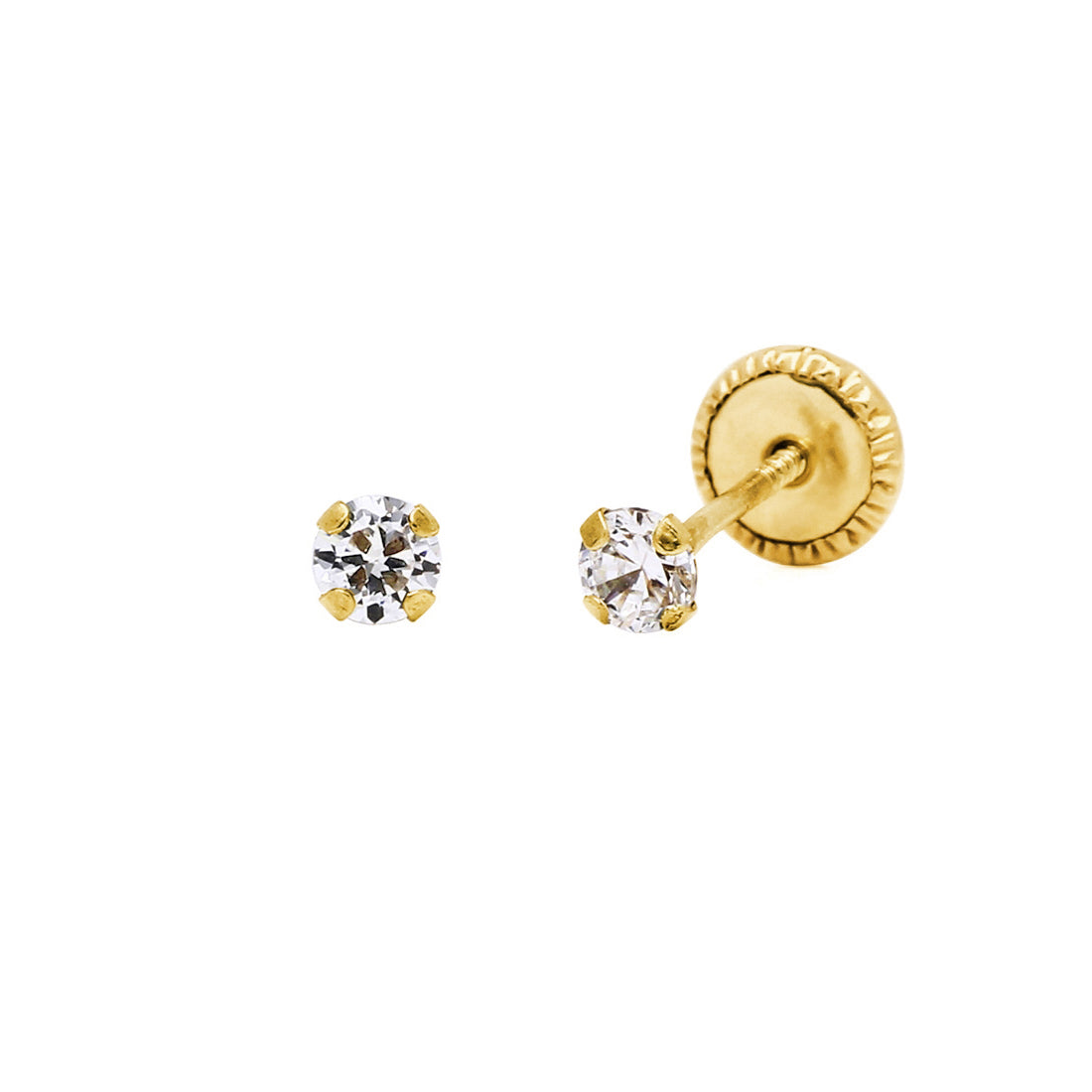 Pendientes Bebés Circonita 3mm Oro 18k