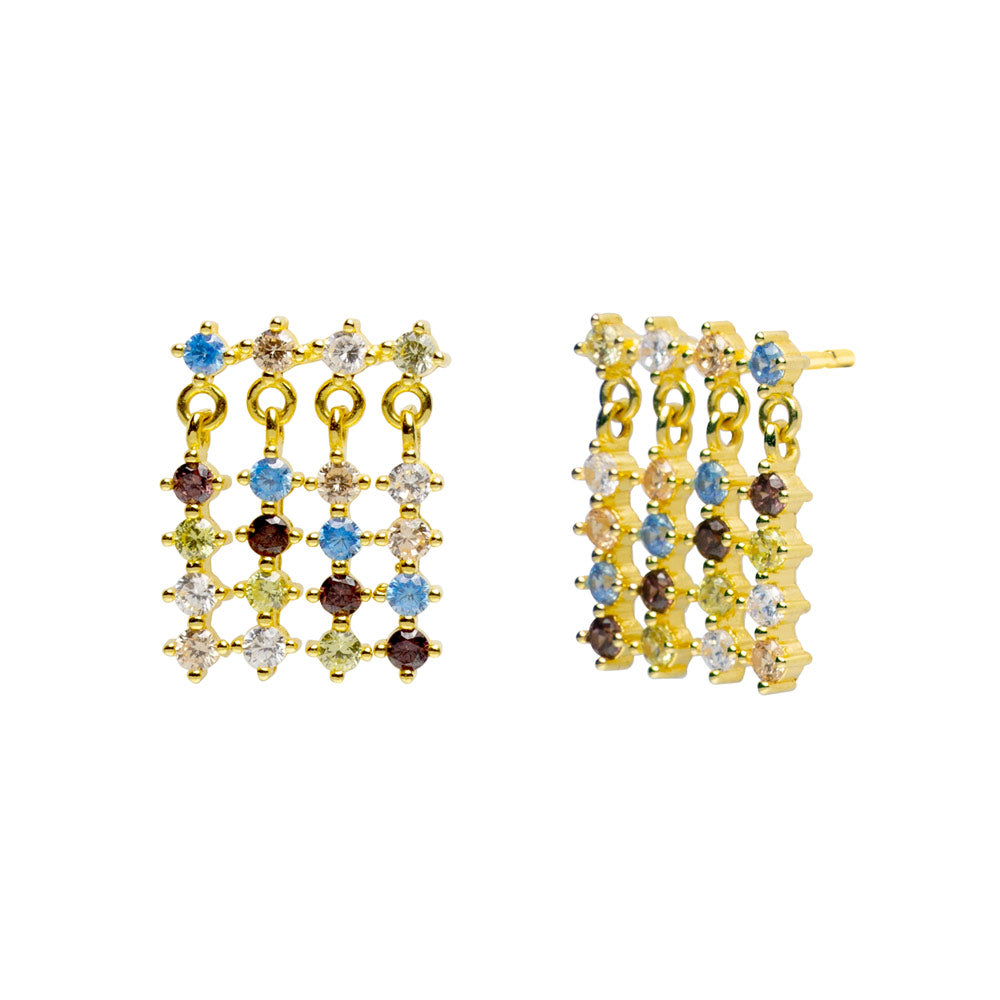 Pendientes Cascada de Plata 925 con Colores