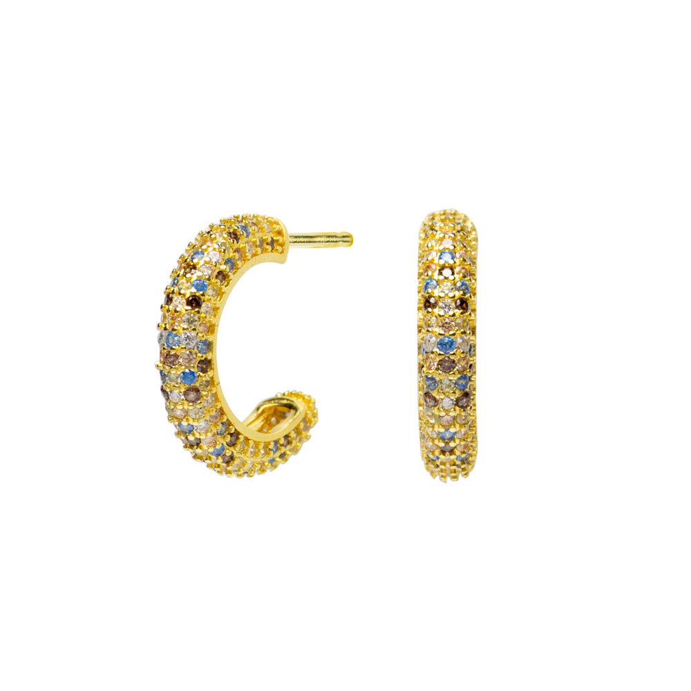 Pendientes Aro de Plata con Circonitas de Colores