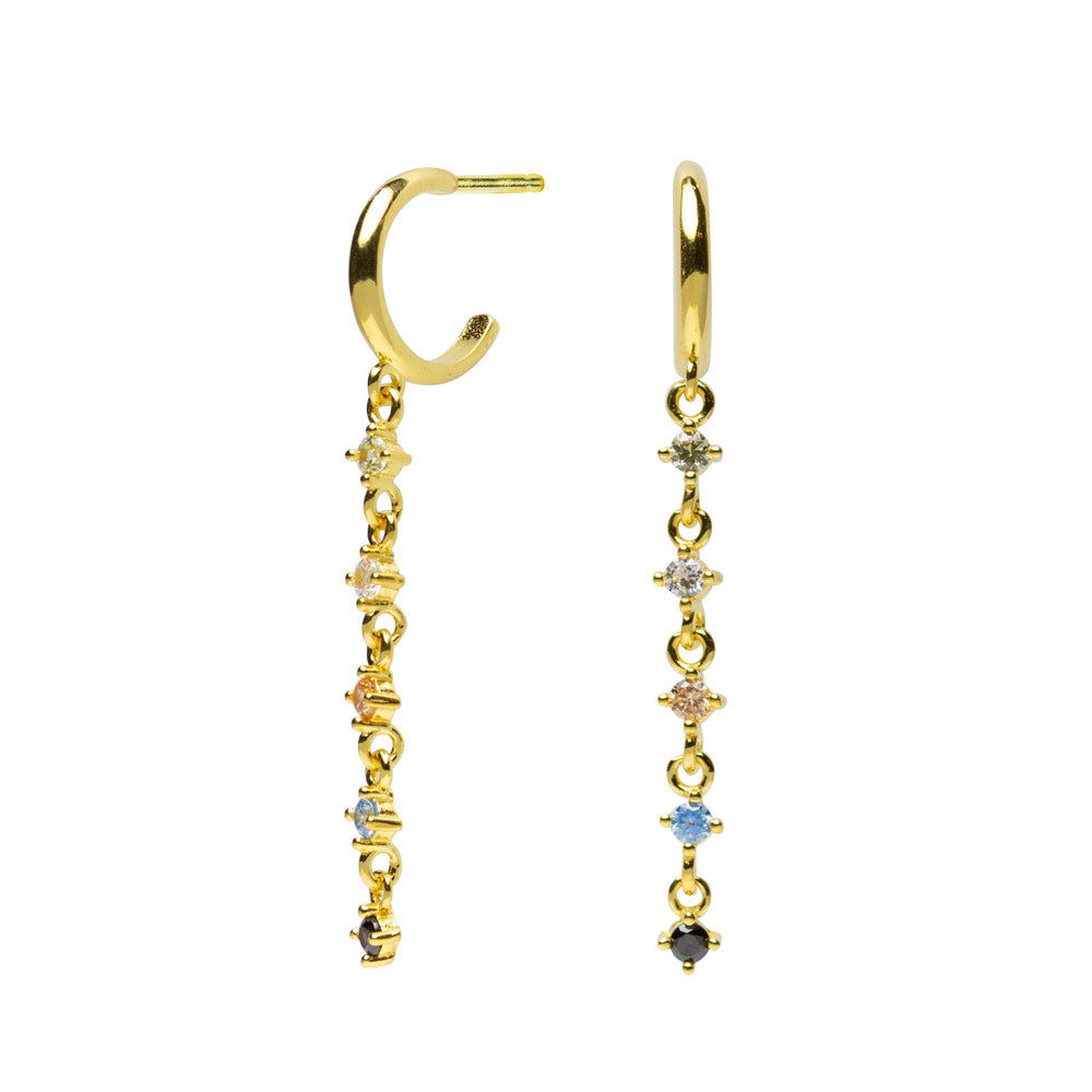 Aretes Aro de Plata con Circonitas de Colores