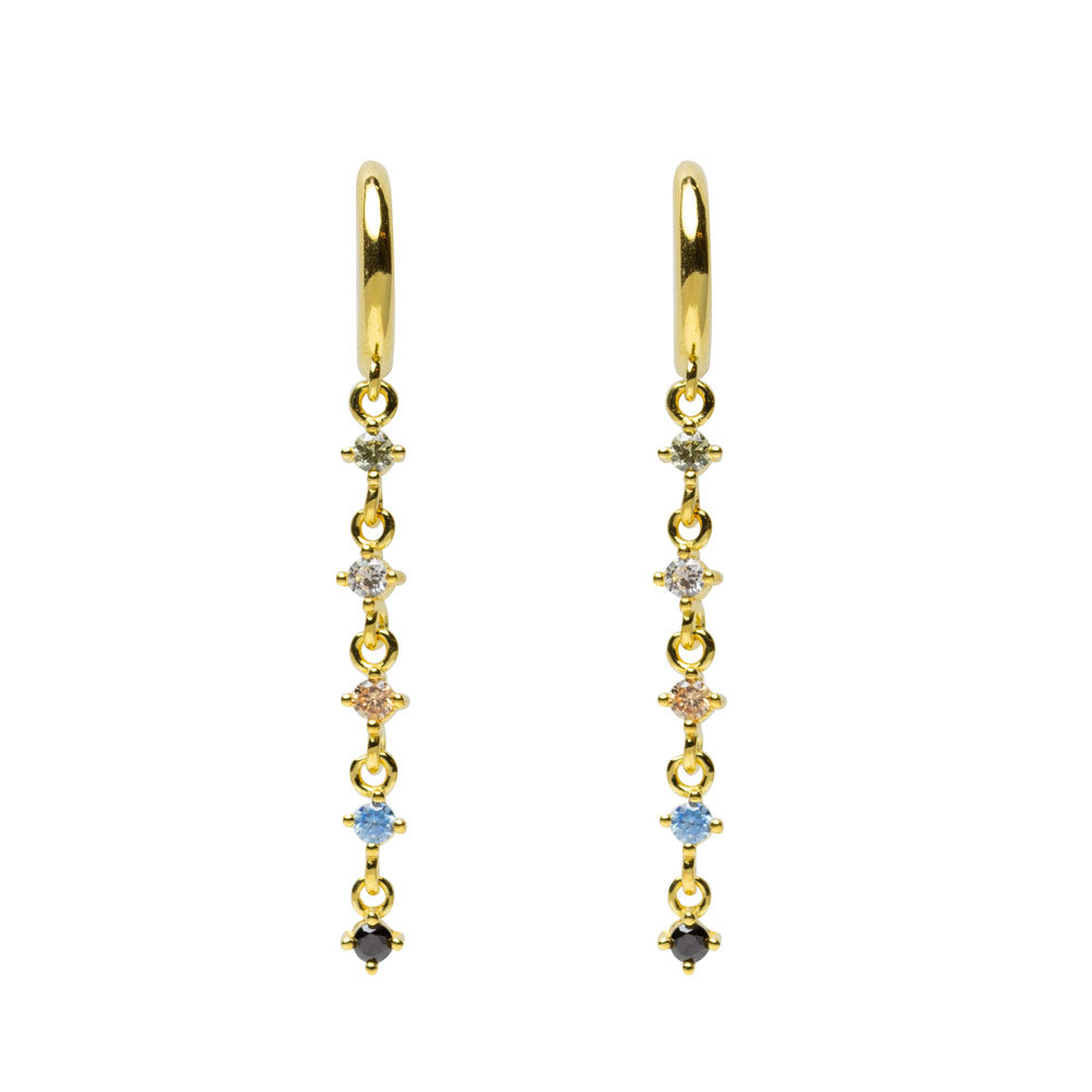 Aretes Aro de Plata con Circonitas de Colores