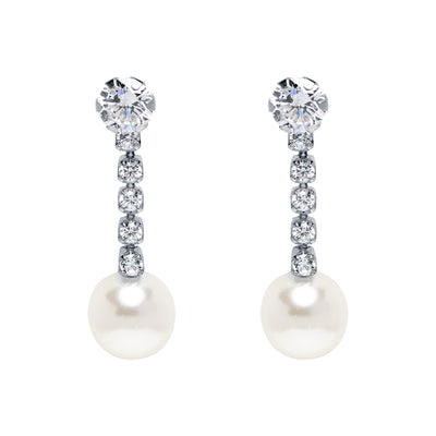 Pendientes Largos de Oro 9K con Perla