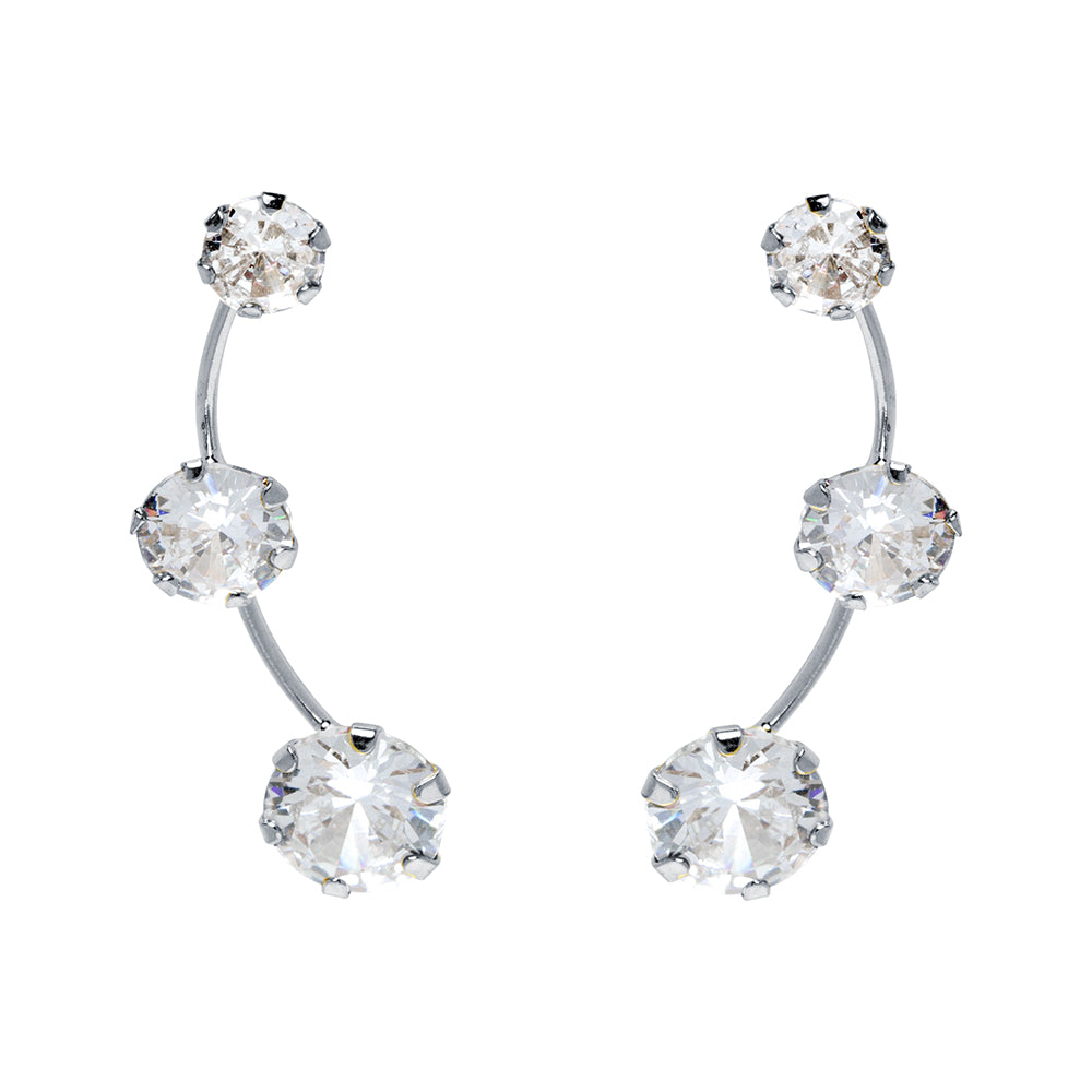 Pendientes Trepadores de Oro 9K con Circonitas Grandes 20 mm