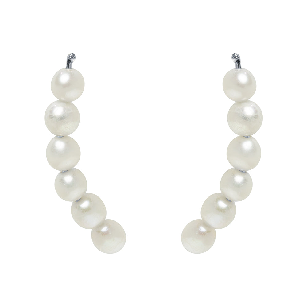 Pendientes Trepadores de Oro 9K con Perlas