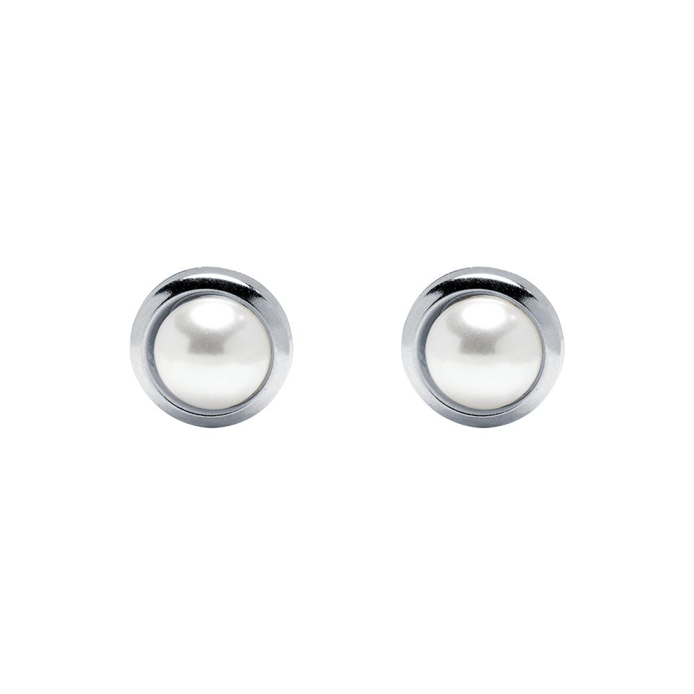 Pendientes Perla Bisel de Oro 9K