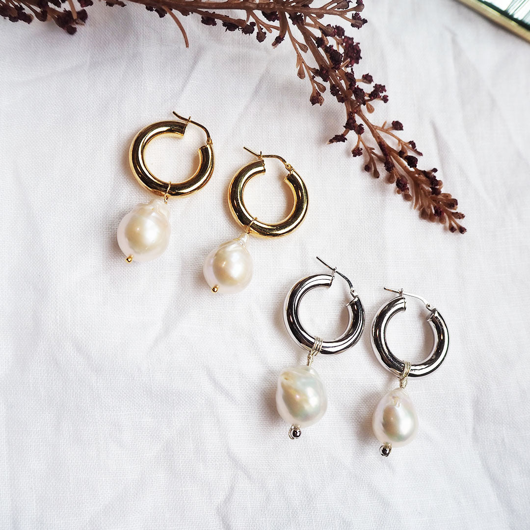 Pendientes Aro de Plata con Perla Shell