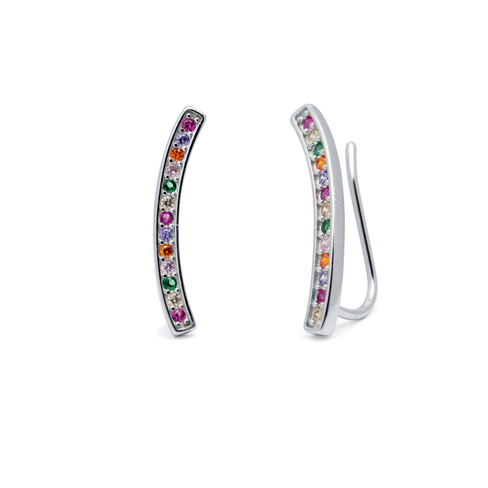Pendientes Trepador Circonitas Color Plata