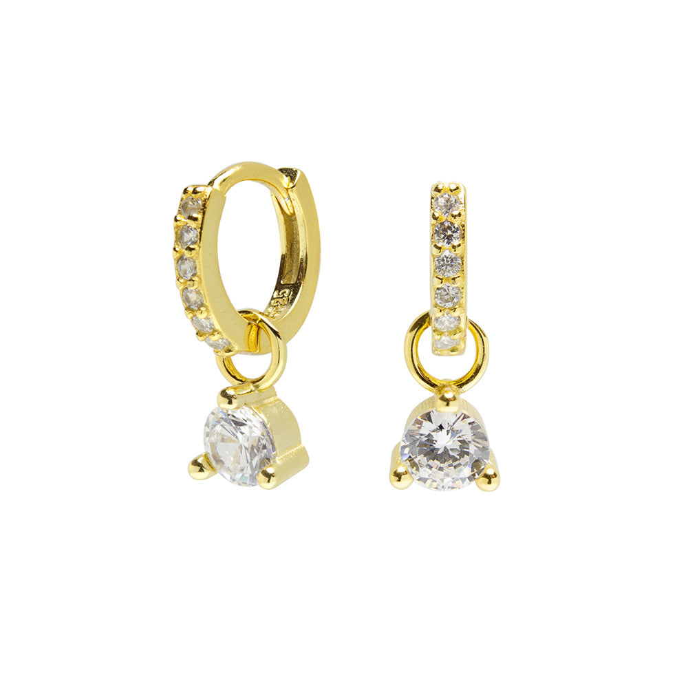 Pendientes aro circonita Ø 10mm Plata