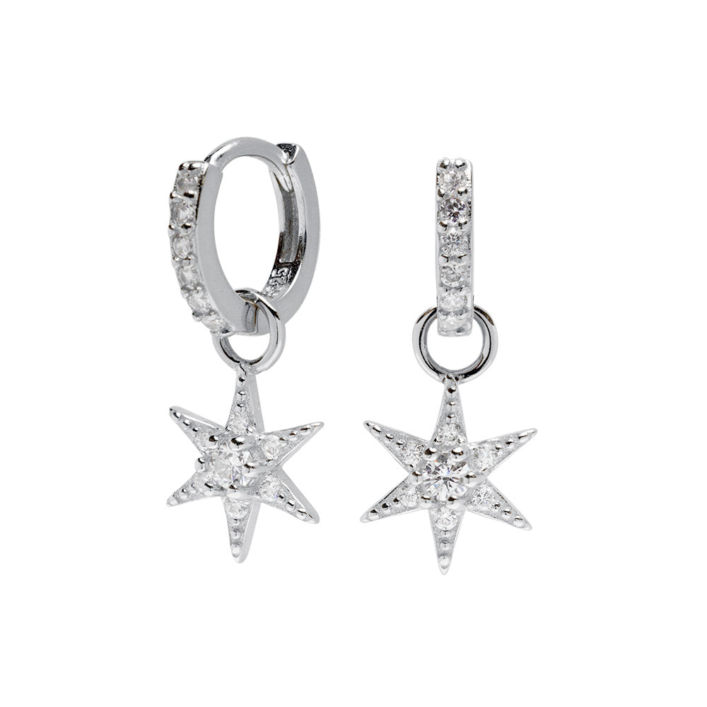 Pendientes aro estrella polar Ø 10mm Plata