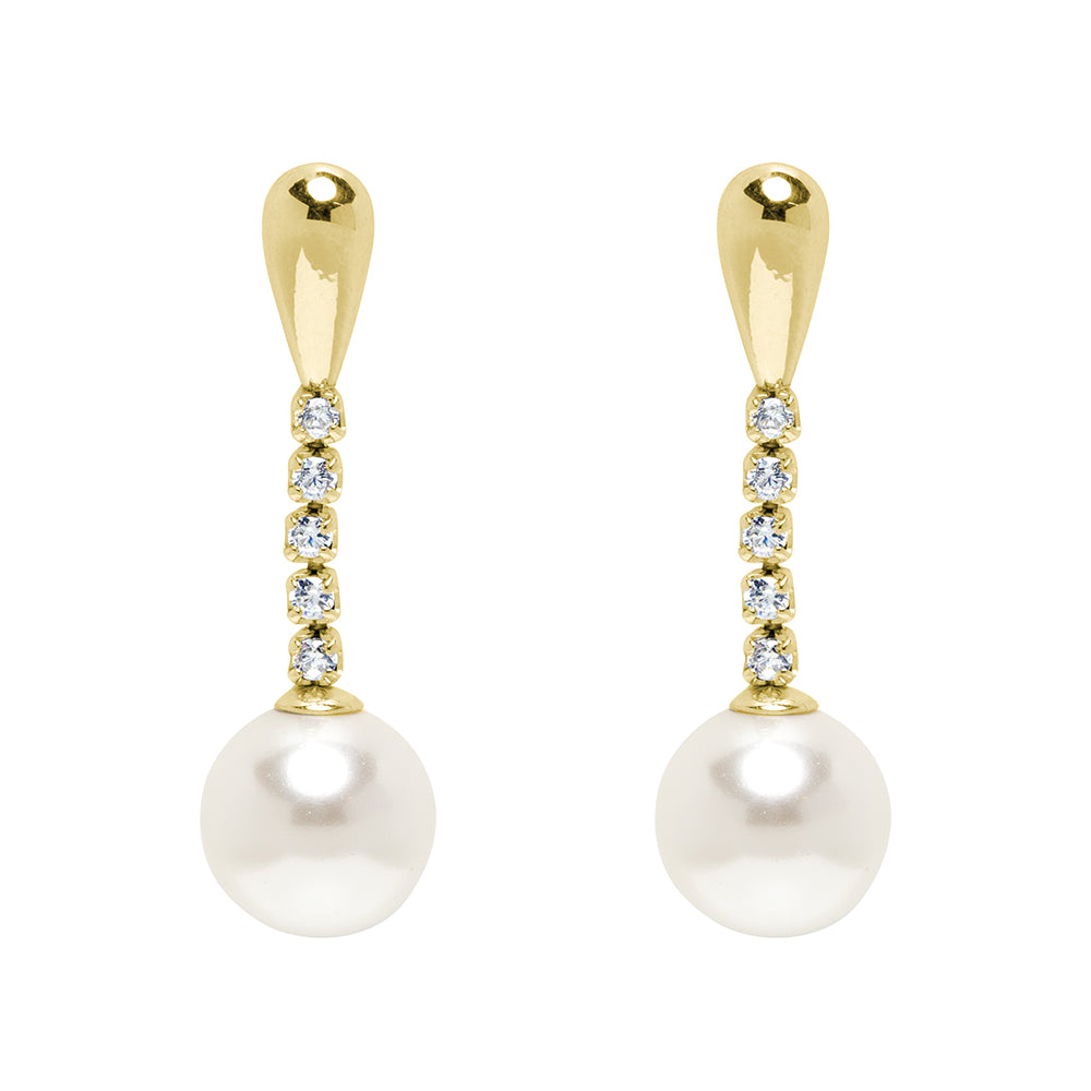 Pendientes Largos Clásicos de Oro 9K con Perla