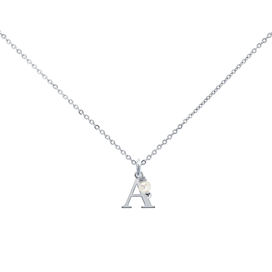 Colgante Charm Perla de Acero con Inicial Grabada
