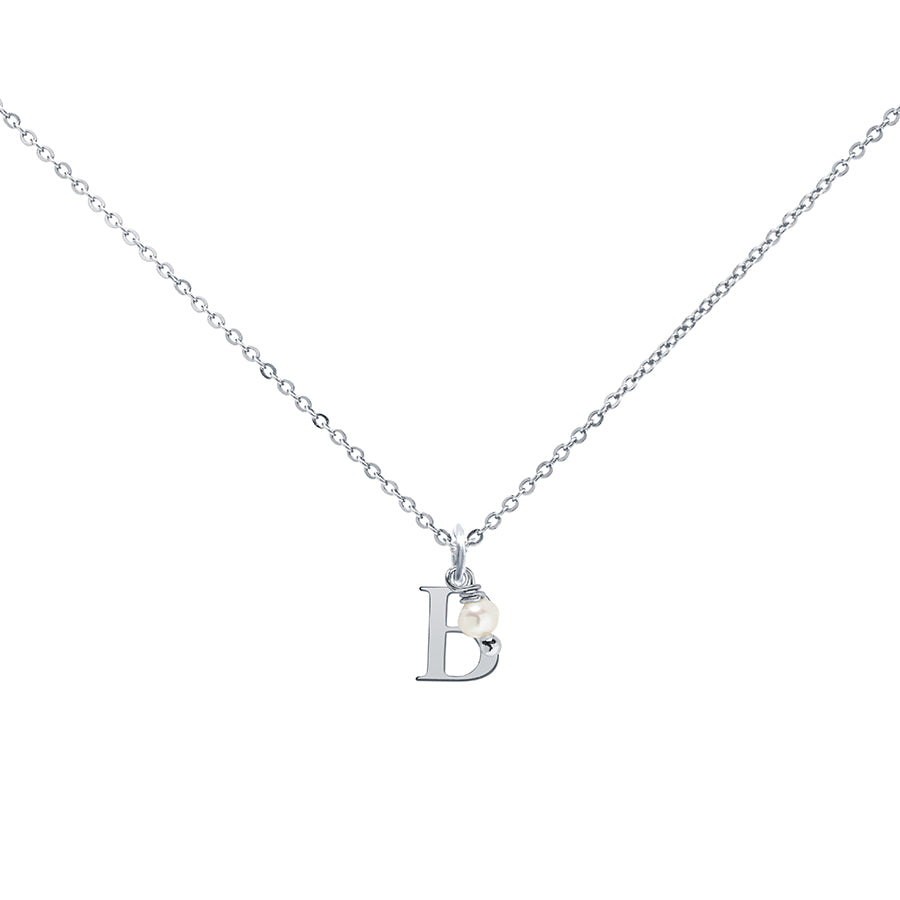 Colgante Charm Perla de Acero con Inicial Grabada