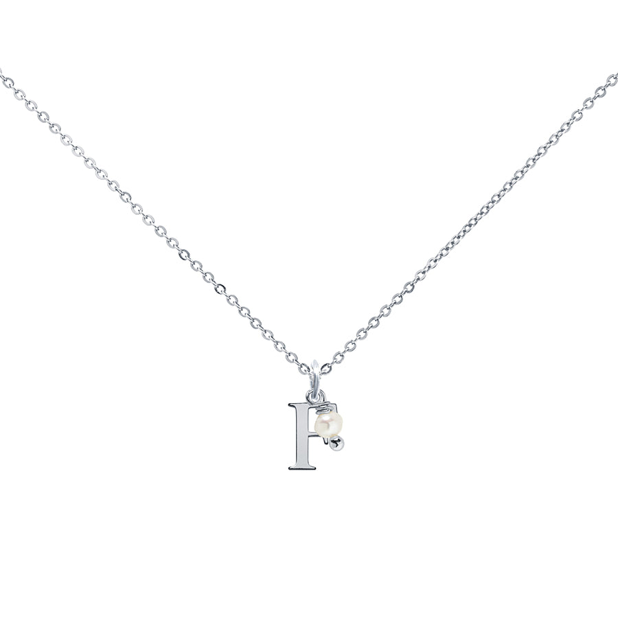 Colgante Charm Perla de Acero con Inicial Grabada