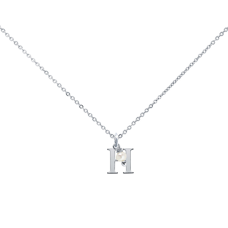 Colgante Charm Perla de Acero con Inicial Grabada