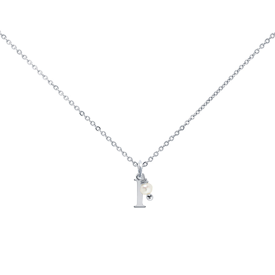 Colgante Charm Perla de Acero con Inicial Grabada