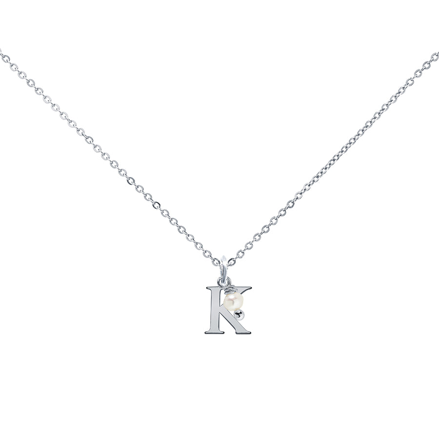 Colgante Charm Perla de Acero con Inicial Grabada