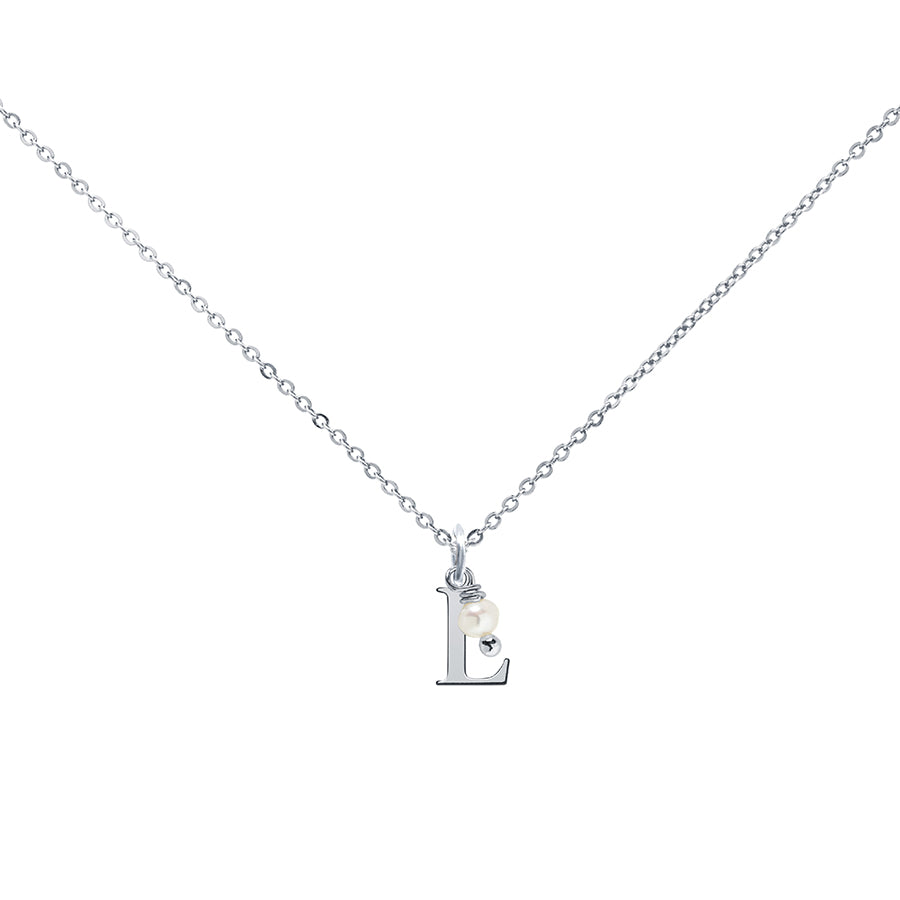 Colgante Charm Perla de Acero con Inicial Grabada