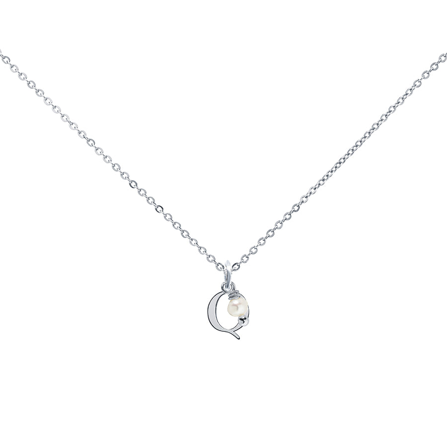 Colgante Charm Perla de Acero con Inicial Grabada