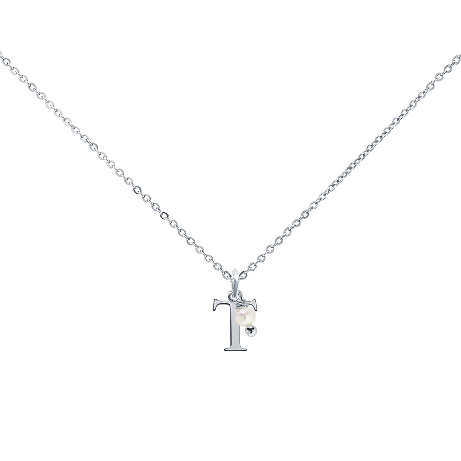 Colgante Charm Perla de Acero con Inicial Grabada
