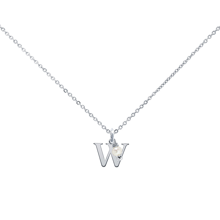Colgante Charm Perla de Acero con Inicial Grabada