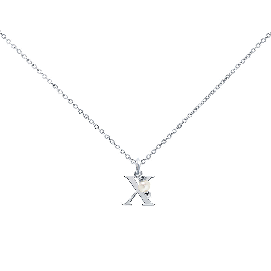 Colgante Charm Perla de Acero con Inicial Grabada